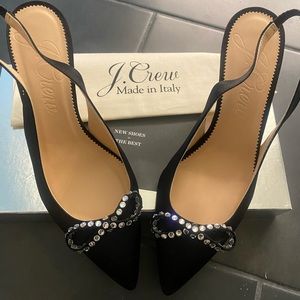 J. Crew Black Slingback Heels
